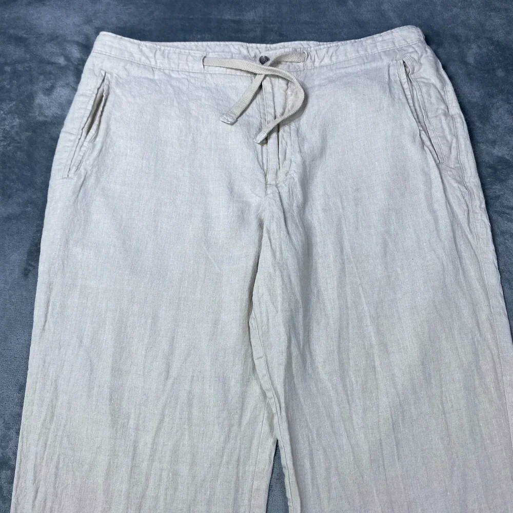 Tasso Elba 100% Linen Pants Lightweight 36x27 Mens Beige Beach Vacation Chino